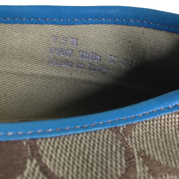 Coach Size 7.5 Talia Slip On Logo Flats Blue Brown - Picture 5 of 8